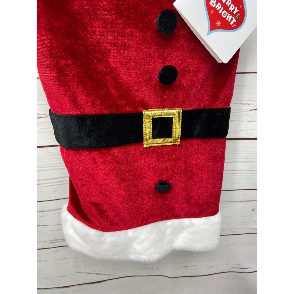 Furry Bright Red White Santa Suit Christmas Dress Up Clothes Dog Size M NWT - Picture 4 of 7
